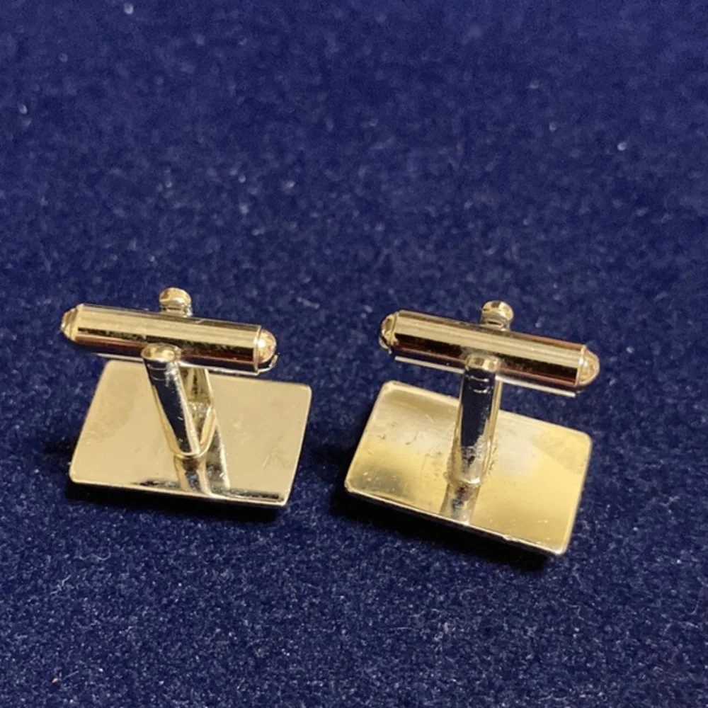 Silver tone and enamel multicolored panel cufflinks